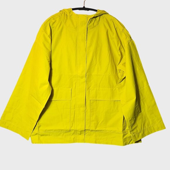 Eileen Fisher Hooded Jacket XL Yellow Drawstring Zip Up Lightweight Minimalist - Picture 3 of 16